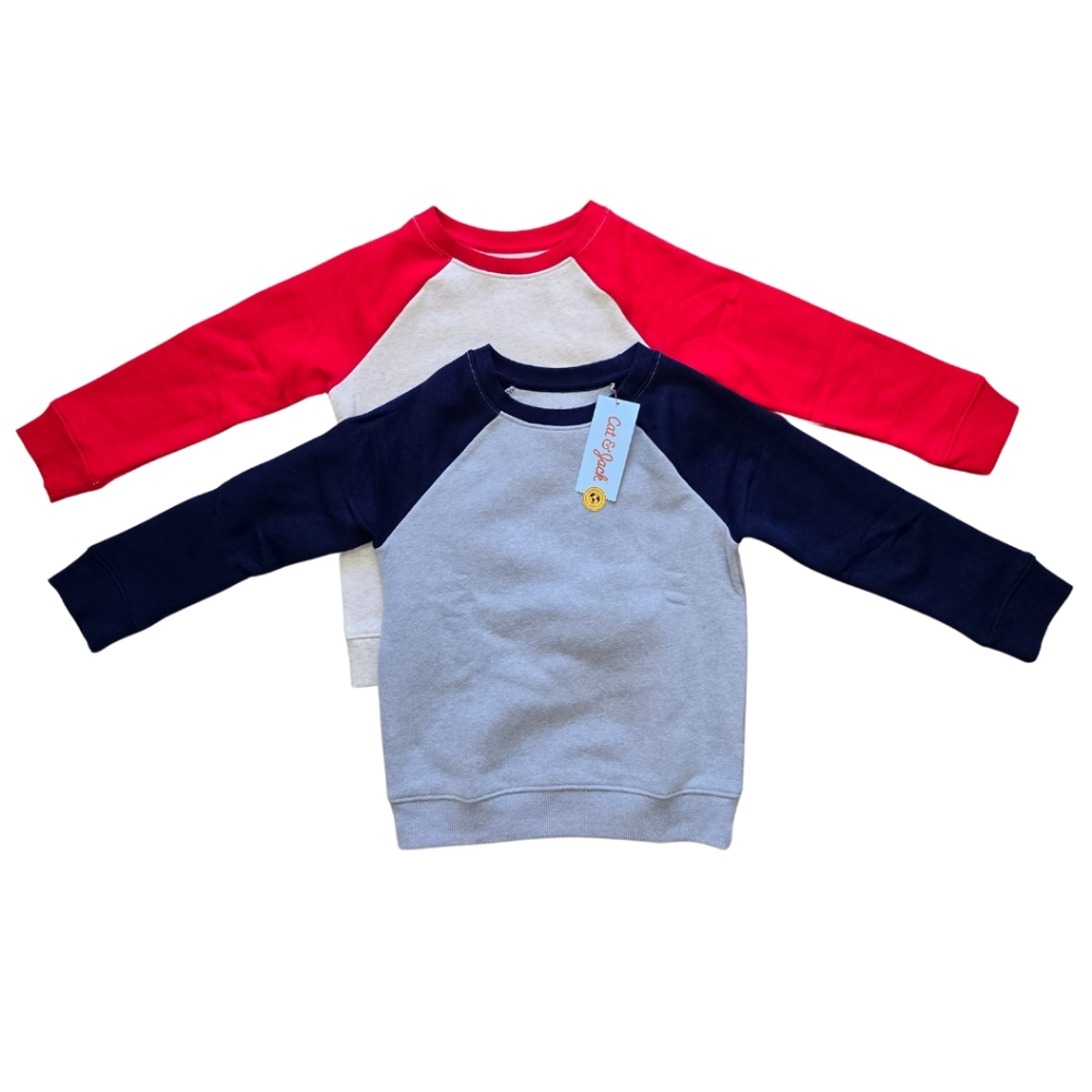 NWT Cat & Jack Red and Blue Raglan Sweatshirts Bundle (4t)